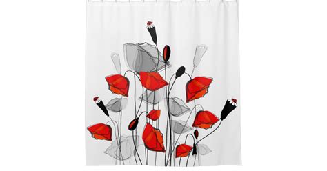 Beautiful Whimsical Red Poppies Shower Curtain Zazzle