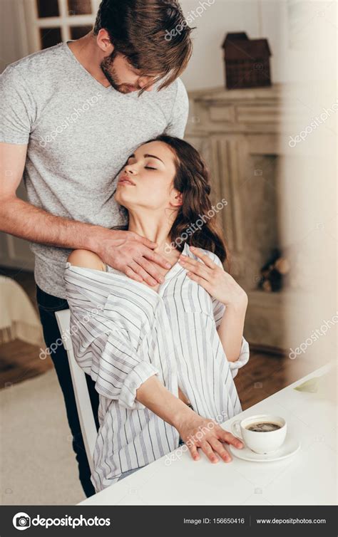 Man Touching Chest Of Passionate Woman Stock Photo Image By