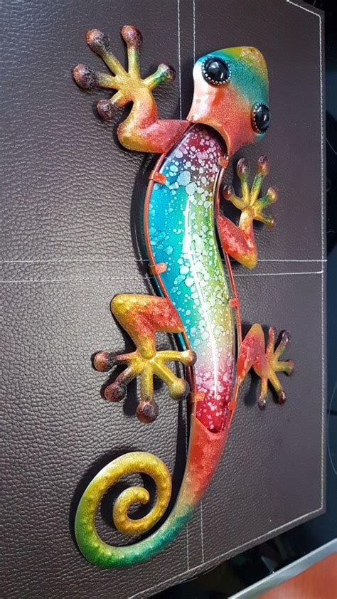 Metal Gecko Wall Decor 15 Lizard Outdoor Wall Hanging Etsy