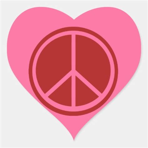 Classic Red Peace Sign Heart Sticker Zazzle