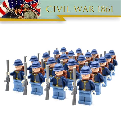 20pcsset American Civil War 1861 The Northern Army Soldiers Lego