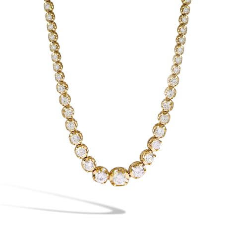 3 Carat Graduated Diamond Tennis Necklace Set In 14k Yellow Gold