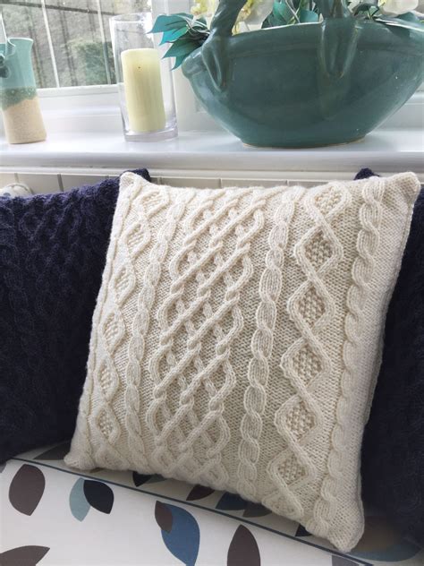 Three Cable Aran Cushion Cover For 18 Inch 45 Cms Cushion Etsy Uk