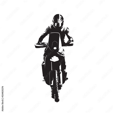 Rally Motorcycle Abstract Isolated Vector Silhouette Front View