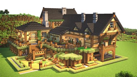 Minecraft How To Build A Wooden Mansion Youtube