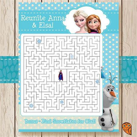 Printable Disney Frozen Maze Game Blue Frozen Birthday Frozen Party