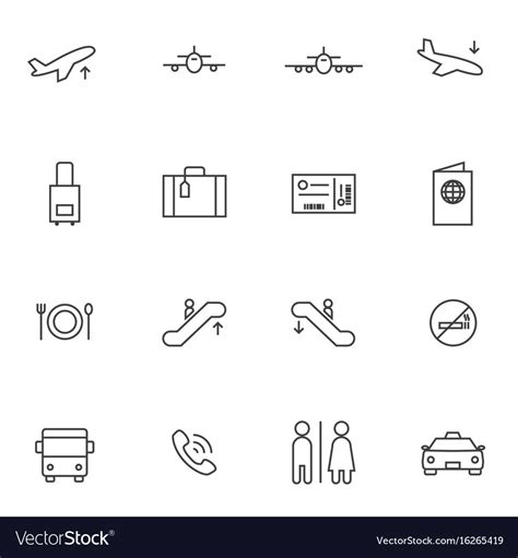 Airport Icon Sets Line Icons Royalty Free Vector Image