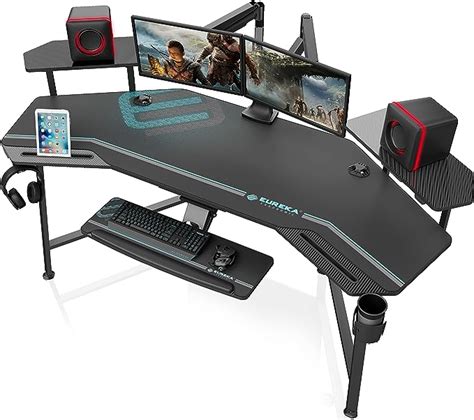 Eureka Ergonomic Gaming Desk With Led Lights 72 Large Wing Shaped