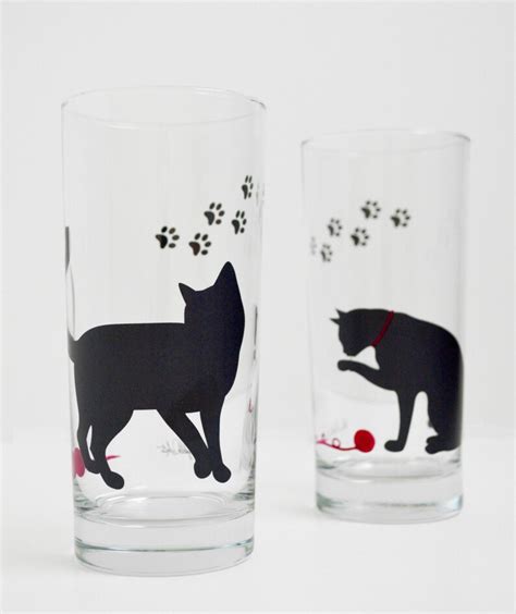 Cat Lover Ts Set Of 2 Cat Glasses Everyday Drinking Etsy