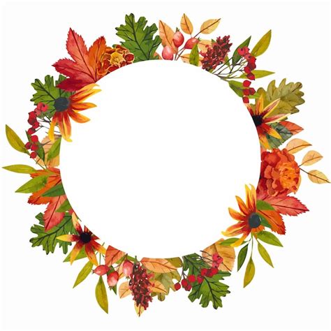 Premium Vector Autumn Leaf Wreath Illustration