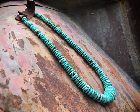 Chunky Turquoise Bead Disc Nugget Necklace For Women Native American