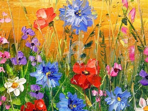 Field In Summer Flowers Painting By Olha Artmajeur