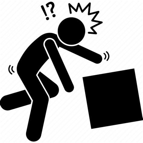 Accident, box, down, dropping, fall, fell, man icon