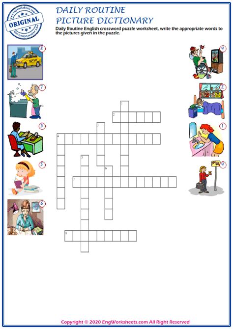 Daily Routines Esl Printable Crossword Puzzle Workshe Vrogue Co