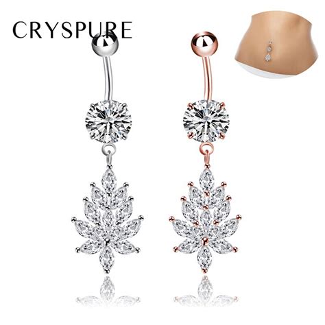 Sexy Dangle Belly Bars Belly Button Rings Belly Piercing Crystal Flowernavel Body Stainless