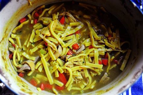 Either pour off chicken broth into a separate container or use a new pot to saute onion, green pepper, celery, and jalapenos in 1 tablespoon olive oil over medium heat until tender and golden brown, about 10 minutes. This Homemade Chicken and Noodles Recipe Is Thick and ...