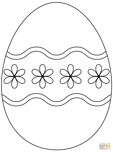 Easter Egg With Simple Flower Pattern Coloring Page Free Printable
