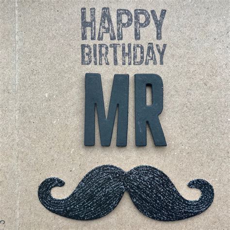 Mr Happy Birthday Card Handmade Moustache Male Etsy Uk