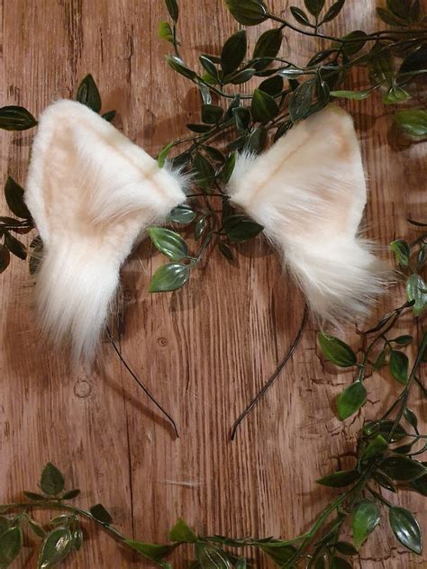 Dog Ears White Faux Fur Dog Ears Headband Handmade Ears Etsy