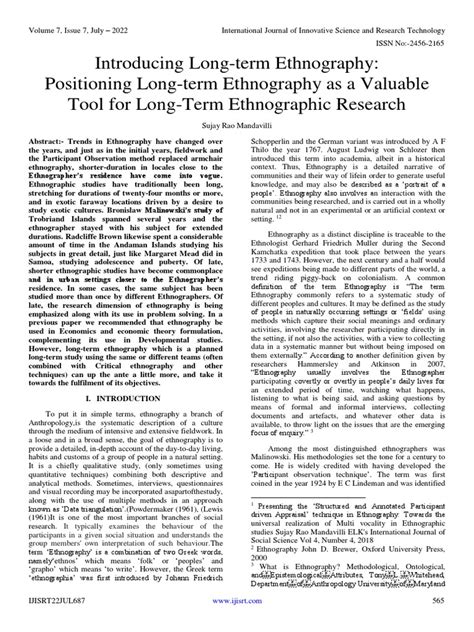 Introducing Long Term Ethnography Positioning Long Term Ethnography As A Valuable Tool For Long
