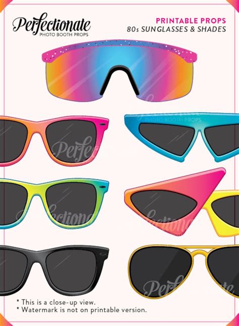 Printable 80s Sunglasses Photo Booth Prop Printable 80s Etsy