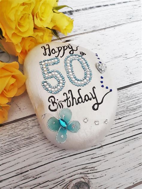 Personalised 50th Birthday Pebble 50th Birthday T For Her Etsy