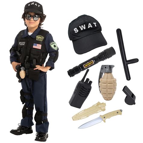 Swat Officer Costume For Kids Halloween Party Trick Or Treat Costume