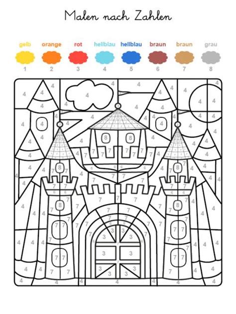 Außerdem entwickeln diese eine künstlerische ader bei den kleinen. Kostenlose Malvorlage Malen nach Zahlen: Burg ausmalen zum ...