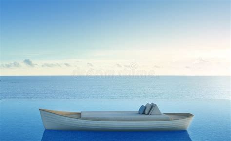 Sofa Bed On Rowboat With Sea View Swimming Pool In Luxury Beach Hotel