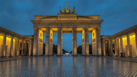Dusk Statue Brandenburger Tor City Gate City Berlin Sky History