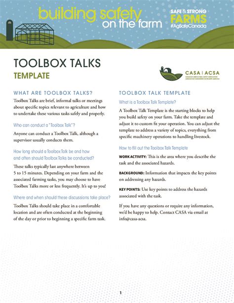 Toolbox Talk Topics Pdf