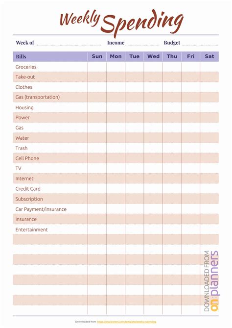 Monthly Budget Planner Form Download Free Template 8 Daily Budget