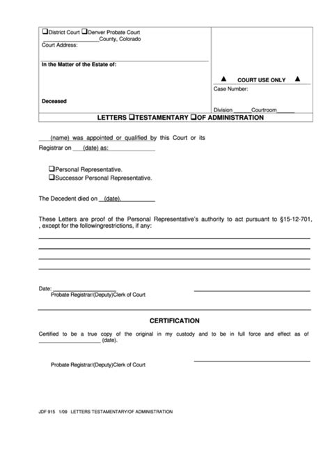 Fillable Letters Testamentary Printable Pdf Download