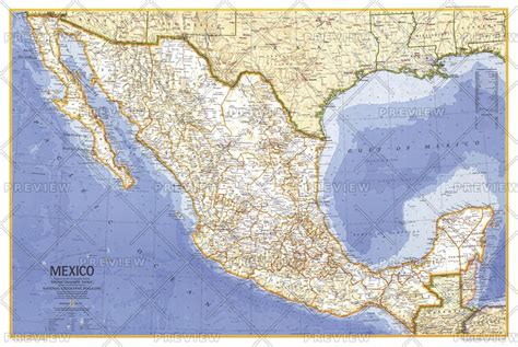 Mexico Map Published 1973 National Geographic Maps