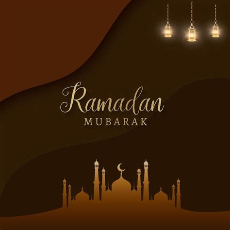 Free Vector Ramadan Kareem Dark Brown Background Islamic Social Media