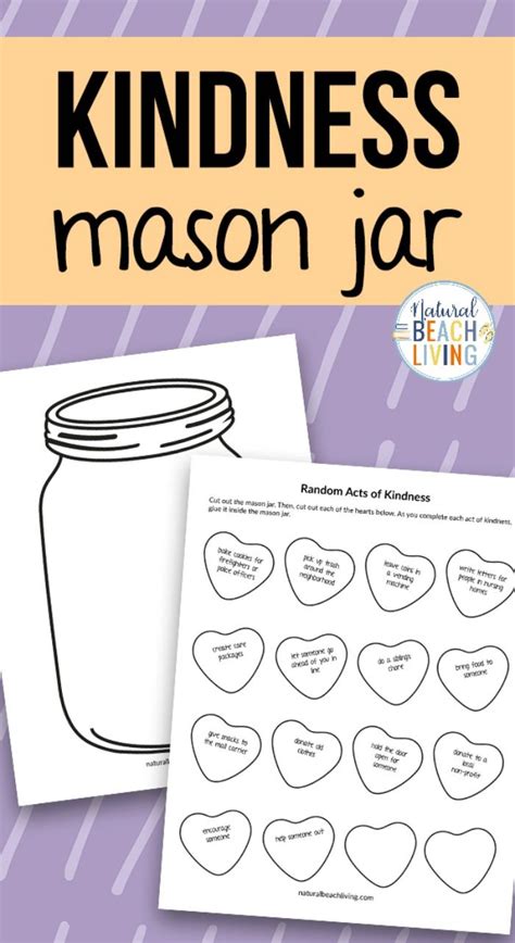 Kindness Jar Printable Template And Kindness Activity Natural Beach