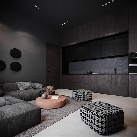 Shaping Slick Dark Interiors With Black And Grey Decor
