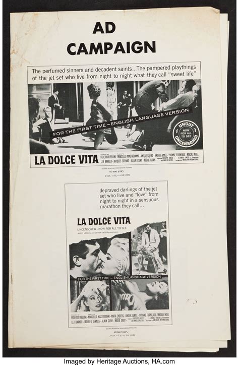Pressbook LA DOLCE VITA has been released and re-released many times since 1960. I am 