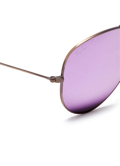 Lyst Ray Ban Aviator Flash Lenses Metal Sunglasses In Purple For Men