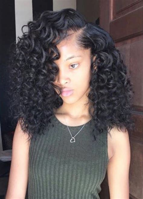Side Part Curly Sewin Curls For The Girls Pinterest Curly Black
