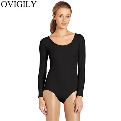 Ovigily Adults Long Sleeve Dance Leotards For Women Spandex Scoop