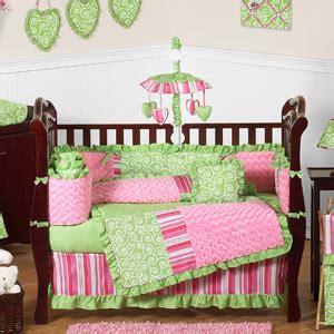 Our millennial pink, called petal, comes in a crib rail cover, crib skirt, crib sheet, changing pad we love the combination of millennial pink and white in crib bedding. Olivia Girls Boutique Pink and Green Baby Bedding - 9pc ...