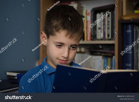 Young Boy Reading Book Home Library Stock Photo 2149551913 Shutterstock