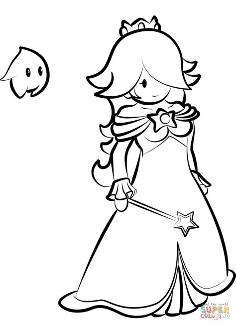 Mario daisy vs thwomps lineart by entermeun on deviantart. Rosalina with Luma coloring page | Free Printable Coloring Pages