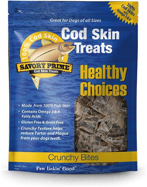 Savory Prime Cod Skin Crunchy Bites Dog Treats 16 Oz Bag