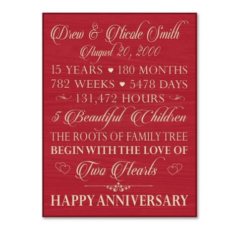Find the best wedding anniversary ideas for 1st to 5th, 10th, 15th, 25th & 50th. 15 Year Wedding Anniversary Gift