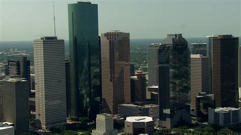 Hd Stock Footage Aerial Video Flyby City High Rises In Downtown Houston