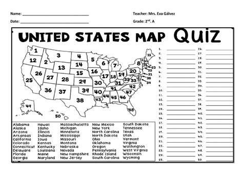Quiz Worksheet About States Mid West United States 4th Grade Social