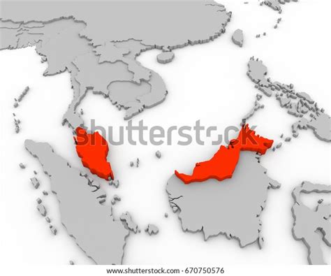 Malaysia Map 3d Rendering Stock Illustration 670750576 Shutterstock
