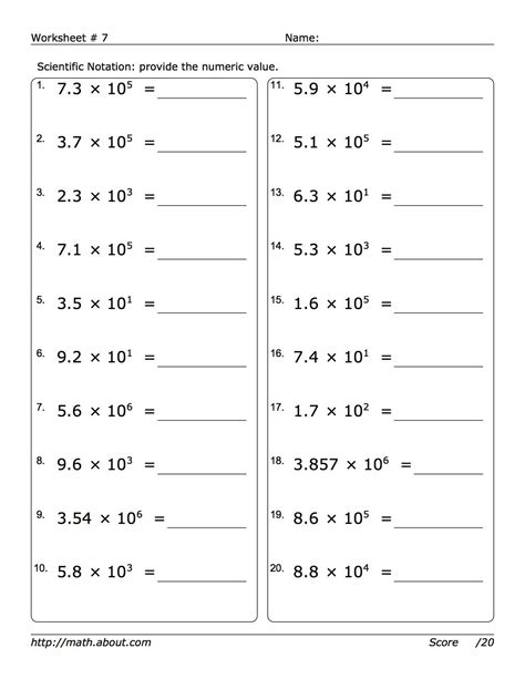 Pre Algebra Worksheets Powers Of 10